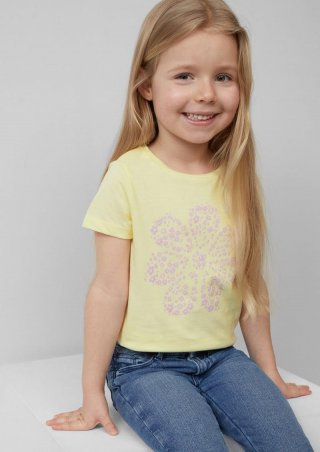 s.Oliver T-Shirt mit Glitzerprint - helles zitrone
