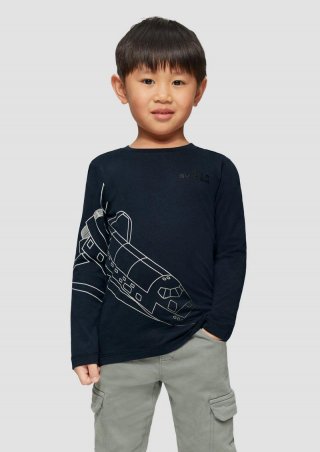 s.Oliver Langarmshirt mit Frontprint - navy