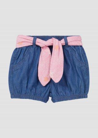 s.Oliver Baumwoll-Shorts in Denimoptik mit Gürtel - blau