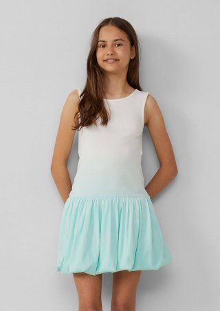 s.Oliver Kurzes Kleid mit Ballon-Rock und Farbverlauf - helles türkis