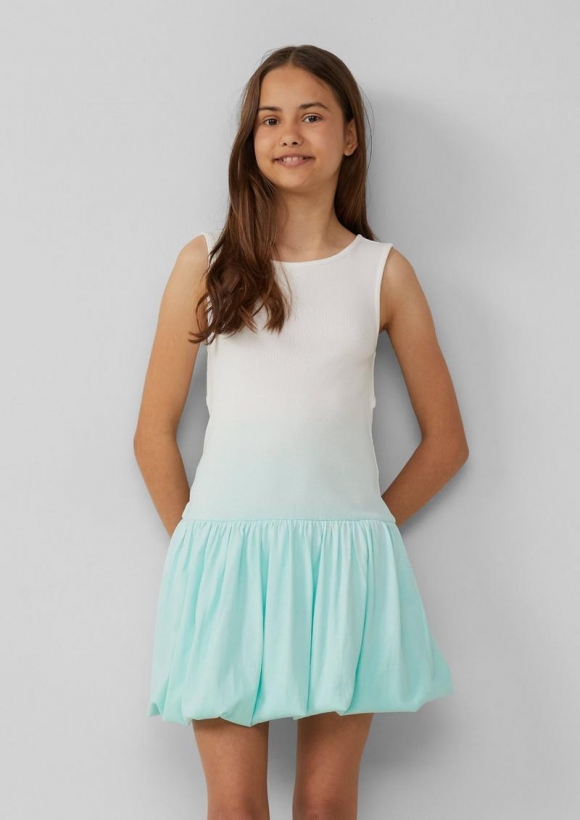 s.Oliver Kurzes Kleid mit Ballon-Rock und Farbverlauf - helles türkis