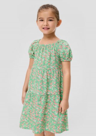 s.Oliver Crêpe-Kleid mit Puffärmeln - hellgrün
