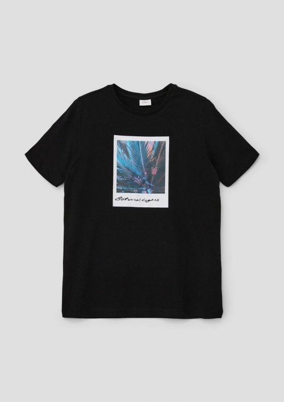 s.Oliver T-Shirt mit gummiertem Frontprint - schwarz
