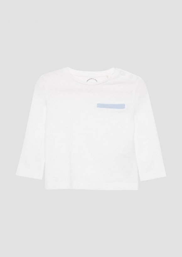 s.Oliver Longsleeve aus Baumwolle mit Chambray-Detail - weiß