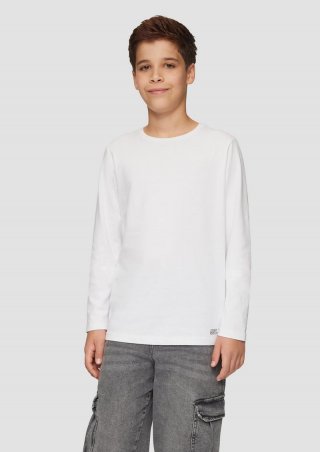 s.Oliver Hochwertiges Langarmshirt aus reiner Baumwolle - weiß