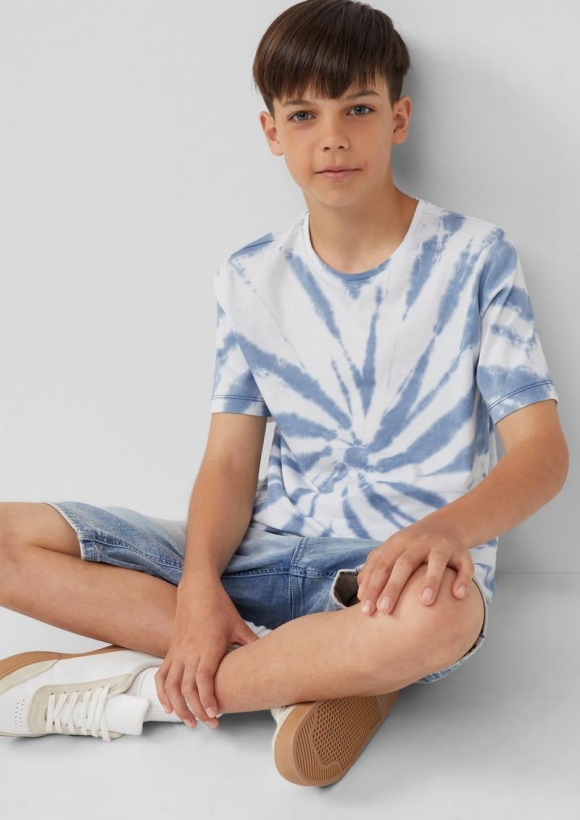 s.Oliver Batik-T-Shirt aus Jersey - dunkelblau