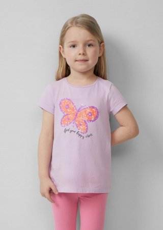 s.Oliver T-Shirt mit Print und Pailletten - flieder