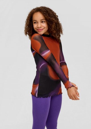 s.Oliver Mesh-Longsleeve mit Bogenkante - schwarz