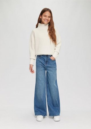 s.Oliver Jeans / Regular Fit / Super High Rise / Wide Leg / Glitzer-Nadelstreifen - blau