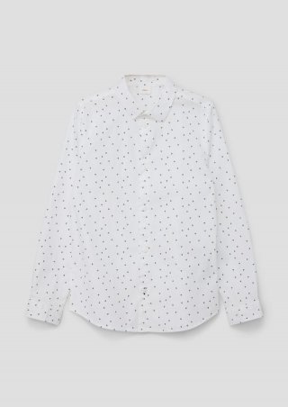 s.Oliver Slim: Hemd mit Allover-Print - weiß
