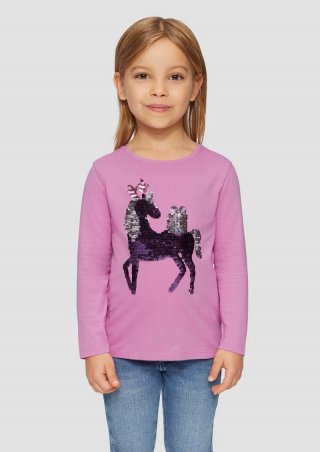 s.Oliver Langarmshirt mit Weihnachtsmotiv aus Wendepailletten - pink