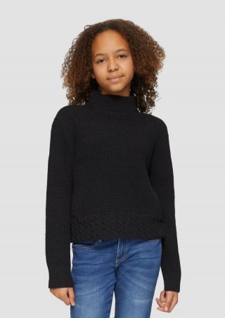 s.Oliver Pullover im Boxy-Schnitt mit Stehkragen - schwarz