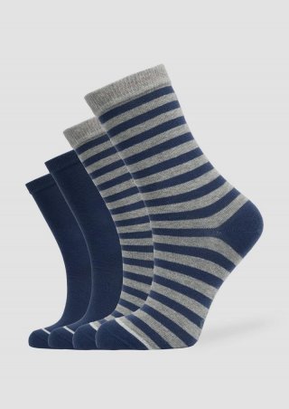 s.Oliver Socken im 4er-Pack mit Streifen-Detail - dunkelblau