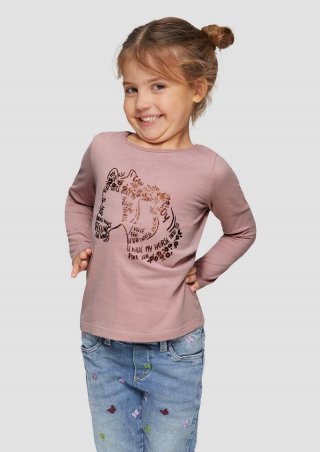 s.Oliver Langarmshirt mit Glitzer-Print - zartrosa
