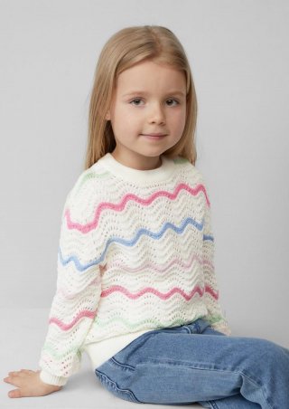 s.Oliver Weicher Strickpullover im Loose Fit mit Ajourmuster - wollweiß
