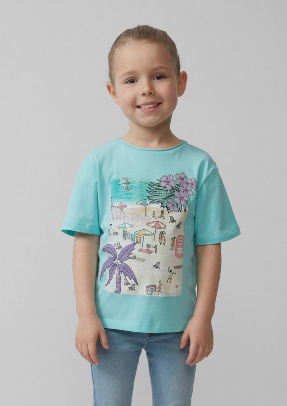 s.Oliver Oversized-Shirt mit Fotoprint - helles türkis