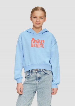 s.Oliver Oversized Kapuzen-Sweatshirt mit Front-Print - himmelblau