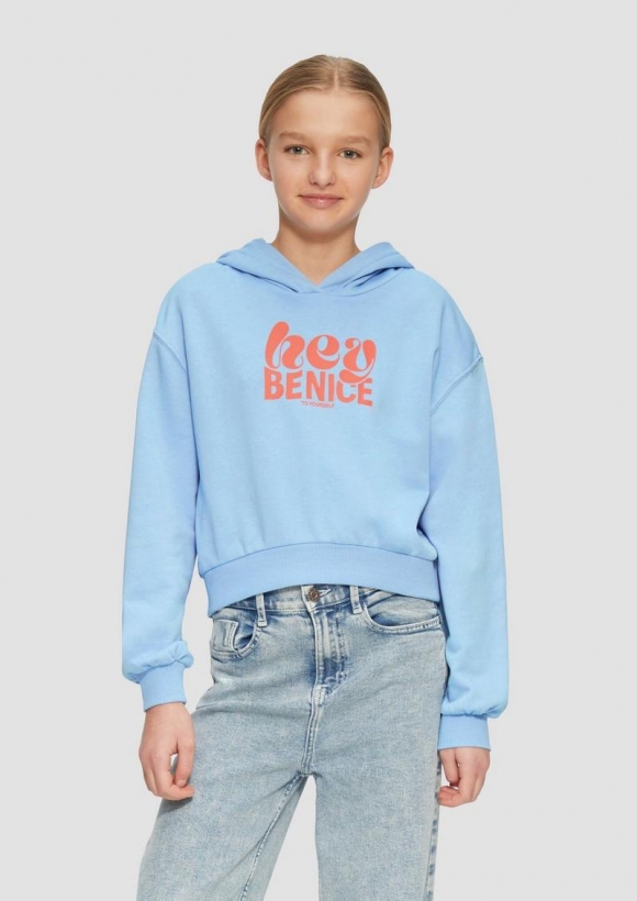 s.Oliver Oversized Kapuzen-Sweatshirt mit Front-Print - himmelblau