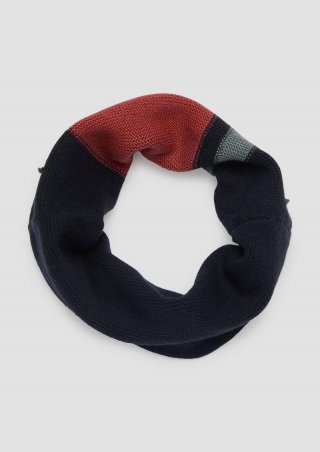 s.Oliver Strick-Schlauchschal aus Baumwollmix - navy