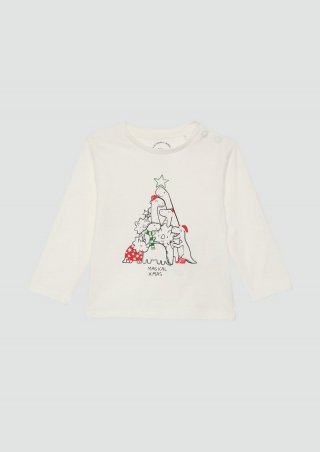 s.Oliver Langarmshirt mit Weihnachtsmotiv - ecru