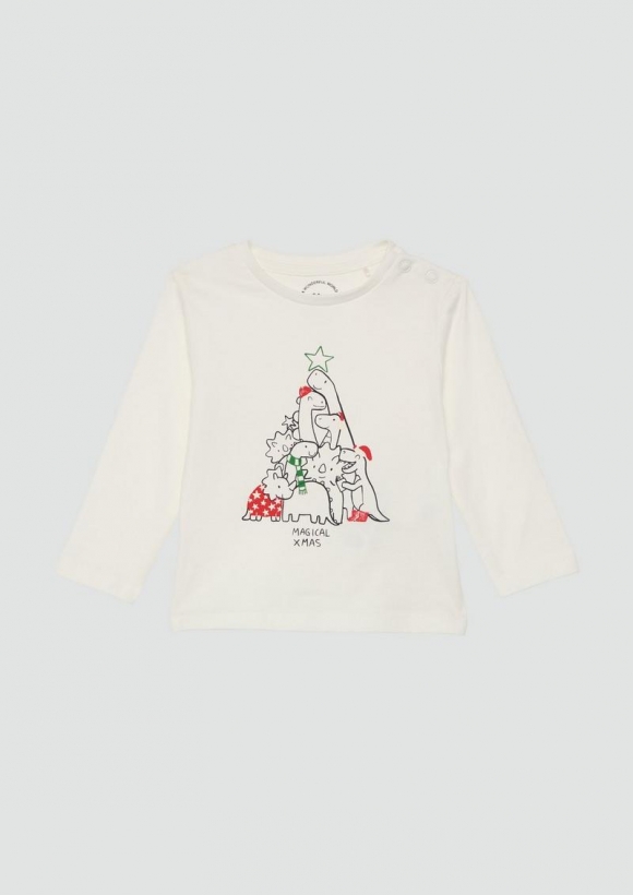 s.Oliver Langarmshirt mit Weihnachtsmotiv - ecru