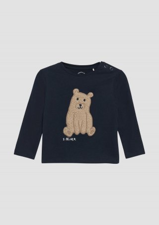 s.Oliver Longsleeve mit Teddy-Applikation - navy