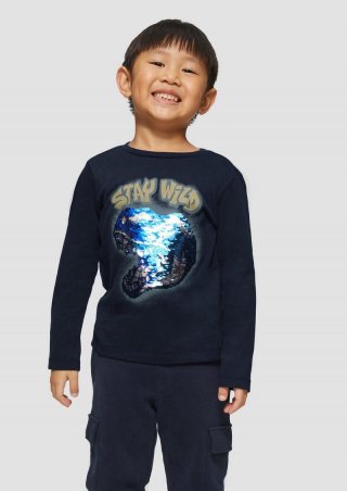 s.Oliver Longsleeve mit Wendepailletten - navy
