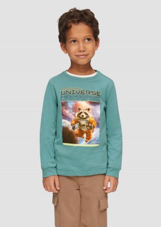 s.Oliver Langarmshirt mit Bündchen und Fotoprint - petrol