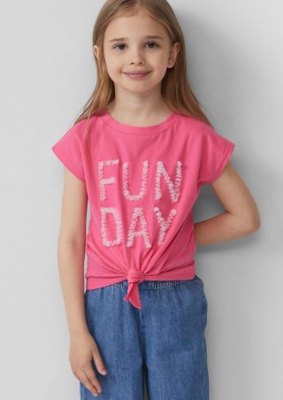 s.Oliver T-Shirt mit Applikation und Knotendetail - pink