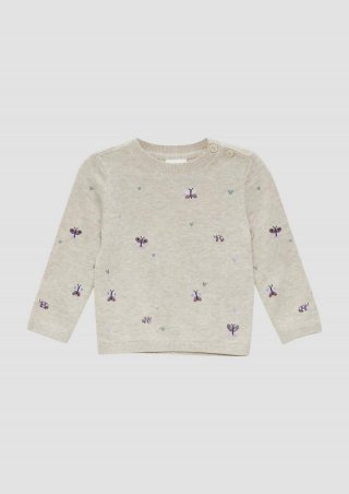 s.Oliver Strickpullover mit Stickerei - helles beige