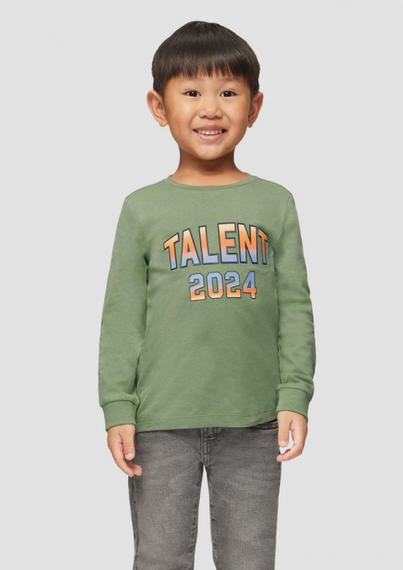 s.Oliver Langarmshirt mit Schrift-Print - grün