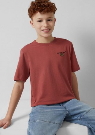 s.Oliver T-Shirt aus Jersey mit Stick-Detail - rubinrot
