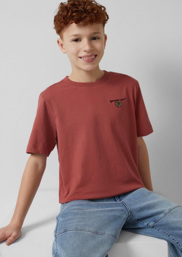 s.Oliver T-Shirt aus Jersey mit Stick-Detail - rubinrot