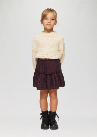 s.Oliver Ausgestellter Viskoserock mit Karomuster und Glitzerdetails - bordeaux