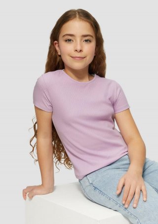 s.Oliver Verkürztes T-Shirt aus Rippware - pfirsich
