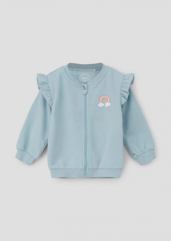 s.Oliver Sweatshirt-Jacke mit Rüschen - helles türkis