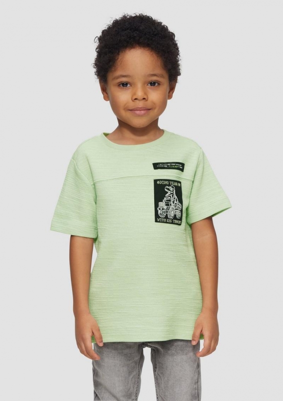 s.Oliver Strukturiertes T-Shirt aus Strickjersey mit Patches - limettengrün