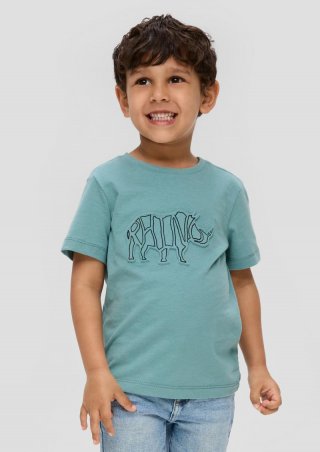 s.Oliver Locker geschnittenes T-Shirt mit Frontprint - ozeangrün