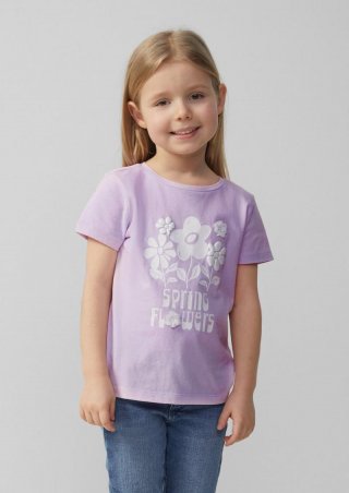 s.Oliver T-Shirt mit Glitzerprint und Applikation im Loose Fit - flieder
