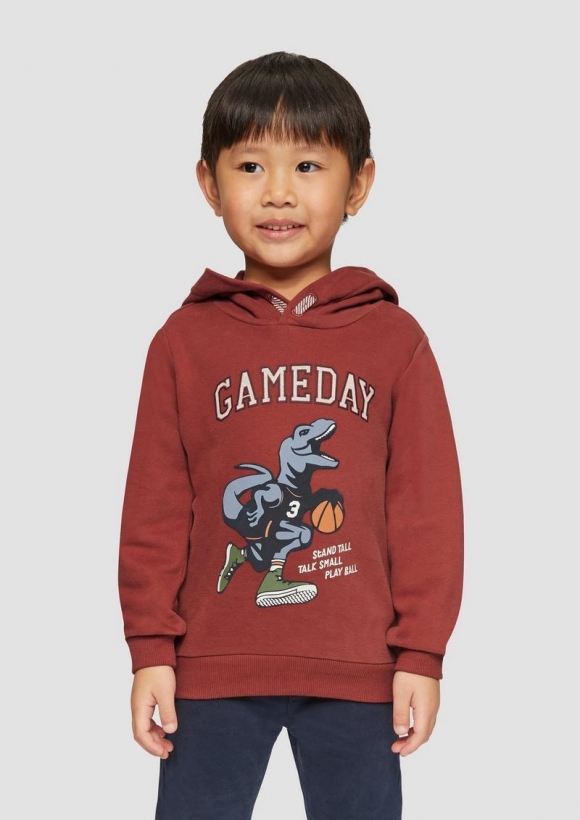s.Oliver Kapuzen-Sweatshirt mit gummiertem Print - rubinrot