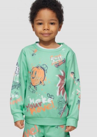 s.Oliver Weiches Sweatshirt mit All-over-Print - türkis