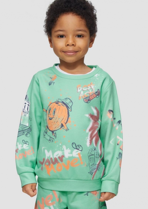 s.Oliver Weiches Sweatshirt mit All-over-Print - türkis