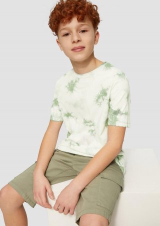 s.Oliver Baumwoll-T-Shirt mit Batik-Effekt - salbeigrün