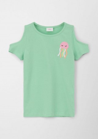 s.Oliver T-Shirt mit Glitzer-Print - hellgrün