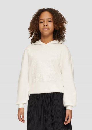 s.Oliver Oversized-Sweatshirt mit Kapuze und gummiertem Frontprint - ecru