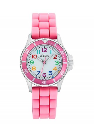 s.Oliver Edelstahluhr mit Silikonband - fuchsia