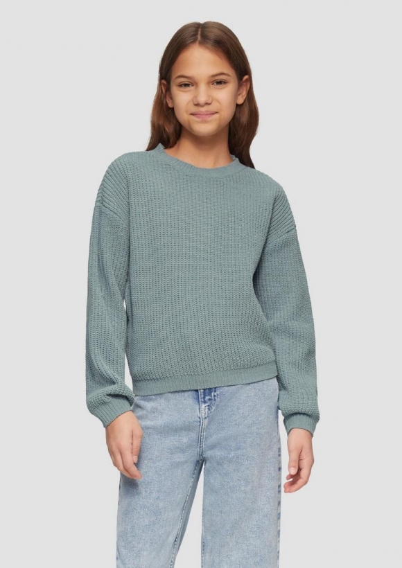 s.Oliver Strickpullover aus Chenille-Garn - blassblau