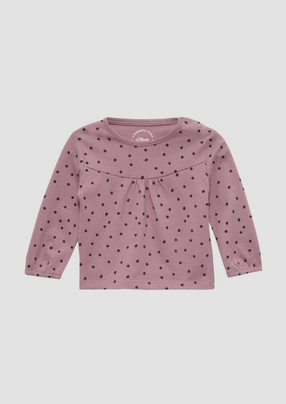 s.Oliver Gemustertes Langarmshirt mit Raffung - lavendel