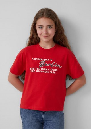 s.Oliver Boxy-T-Shirt aus Sweatware mit Print - rot
