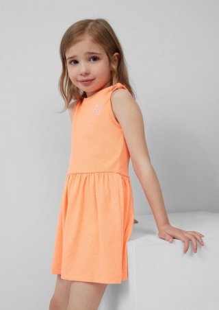 s.Oliver Ausgestelltes Kleid mit Knotendetail und Stickerei - orange